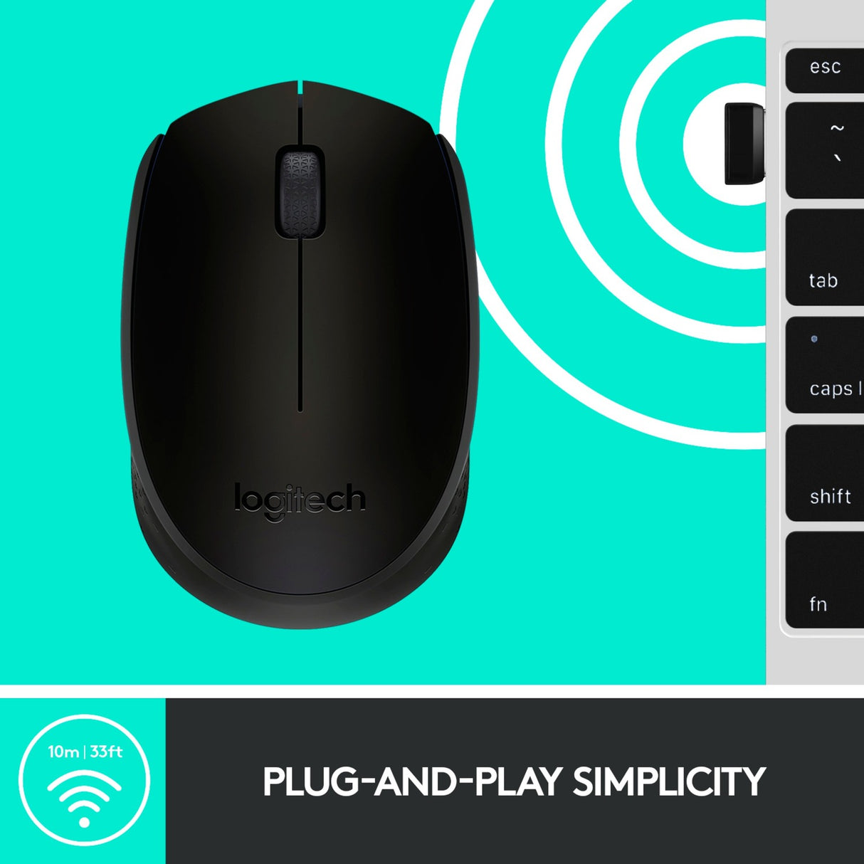 Logitech b170 mus (sort, trådløs)