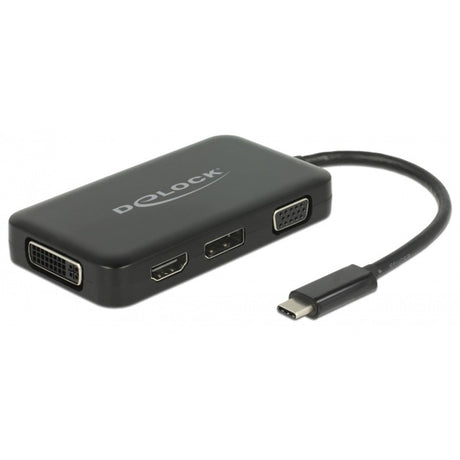 Delock USB-C > VGA HDMI DVI Display Port Adapter (sort, 0,15 meter)