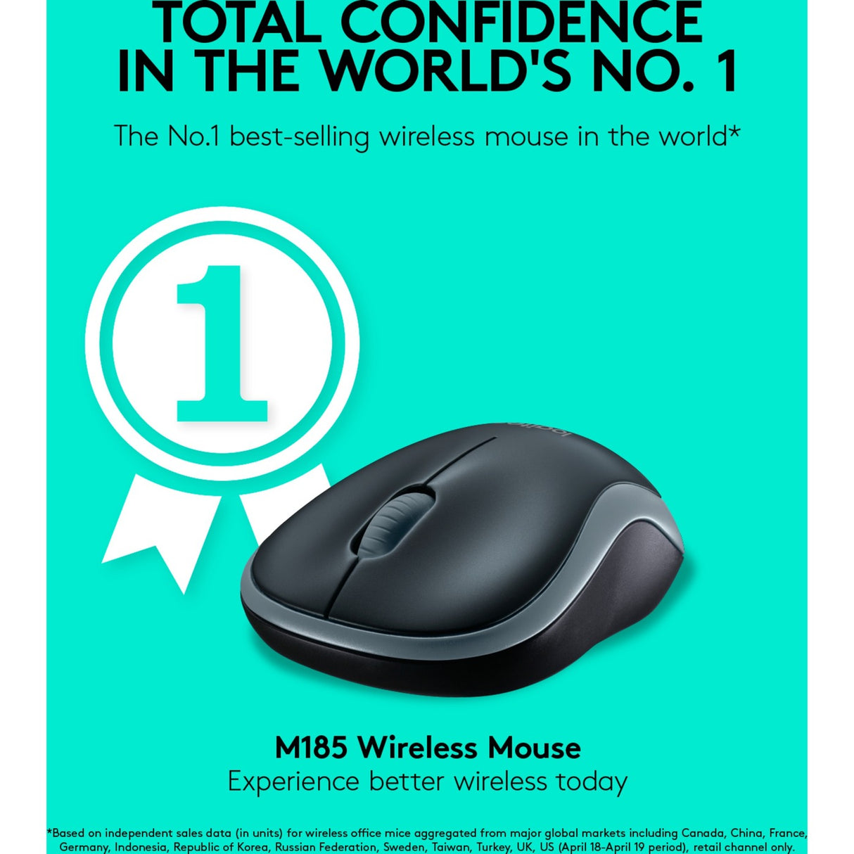 Logitech trådløs mus m185 (rød, detail)