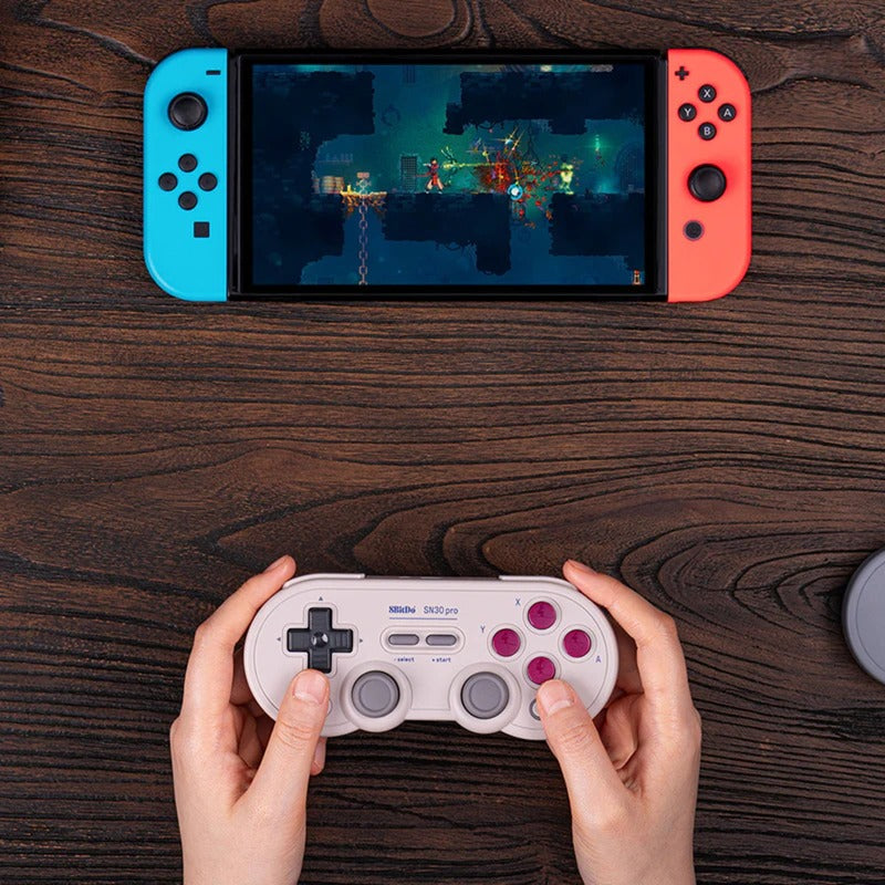 8bitdo sn30 pro gamepad (lysegrå, bluetooth, usb, pc, nintendo switch switch 2)