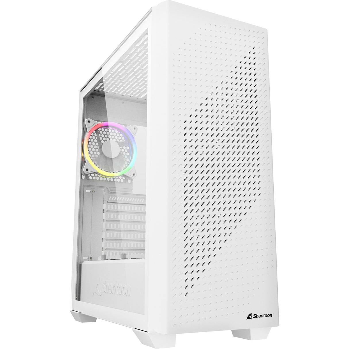 Sharkoon vs9 rgb hvid midi tårnhus (hvid | 2x usb-a | 1x usb-c | rgb | hærdet glas)