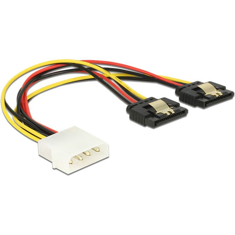 Delock power molex 4-benet han > 2 x sata 15-bens splitterkabel (sort rød, 0,2 meter)