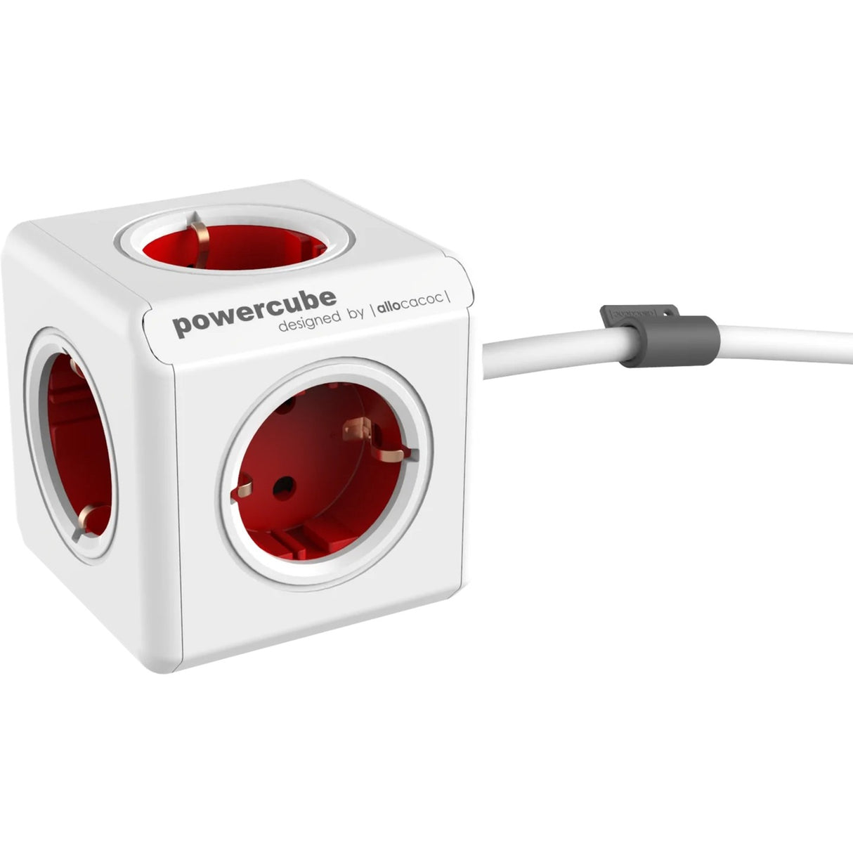 Allocacoc powercube forlænget stikskinne (hvid rød)