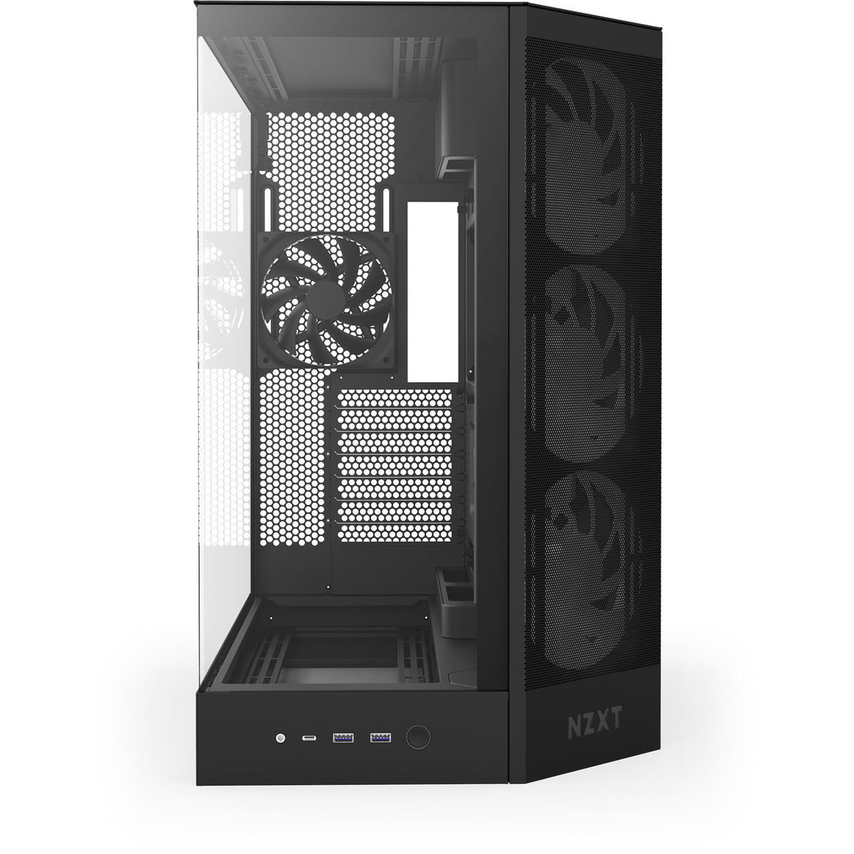 Nzxt h9 flow rgb midi tårnhus (sort (mat) | 2x usb-a | 1x usb-c | rgb | hærdet glas)