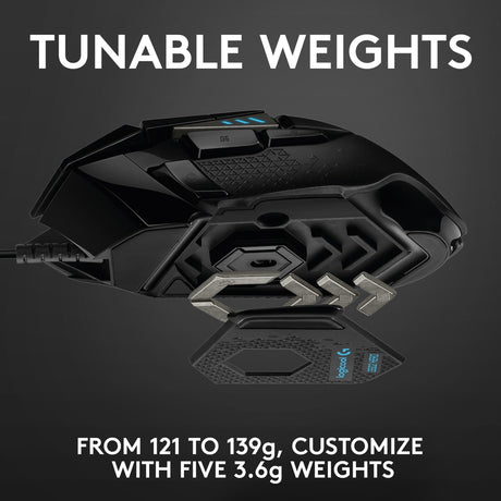Logitech g502 hero højtydende gamingmus (sort, 100 - 25.600 dpi, rgb LED'er)
