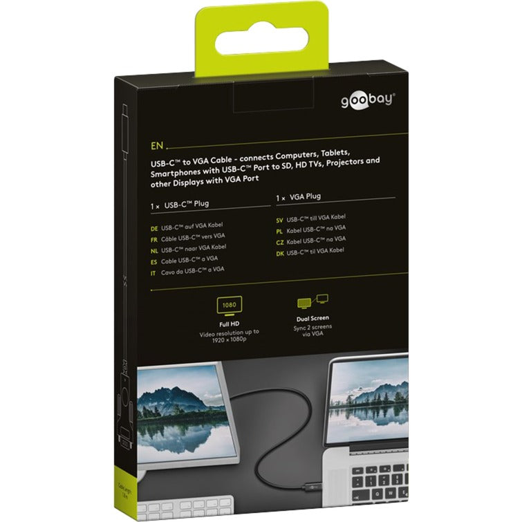 Goobay USB-C til VGA adapterkabel (sort, 1,8 meter)