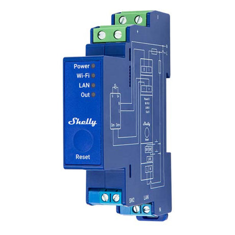 Shelly pro lysdæmper 0 1-10v pm (blå, bluetooth 4.2, wifi)