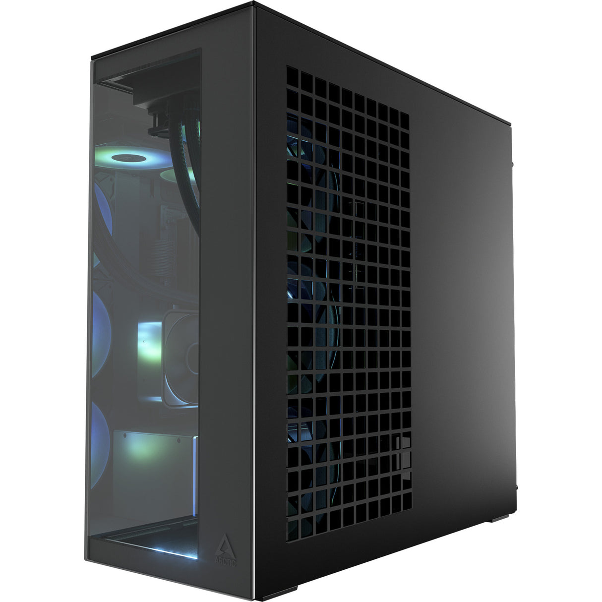 Arctic xtender vg midi tårnhus (sort | 2x USB-A | 1x USB-C | RGB | hærdet glas)