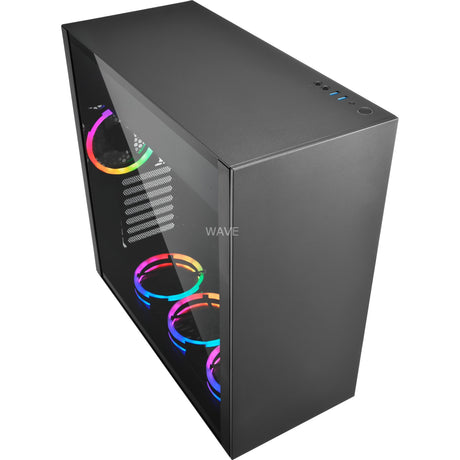 Sharkoon rgb midi tårnhus i rent stål (sort | 2x usb-a | rgb | vindue)