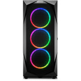 Sharkoon rev300 midi tårnhus (sort | 4x USB-A | 1x USB-C | RGB | hærdet glas)