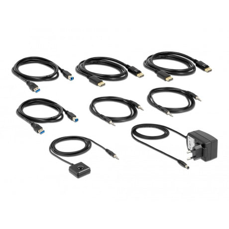 Delock displayport 1,4 kvm switch, 8k 60hz, USB 3.2 gen 1, audio kvm switch (grå sort)