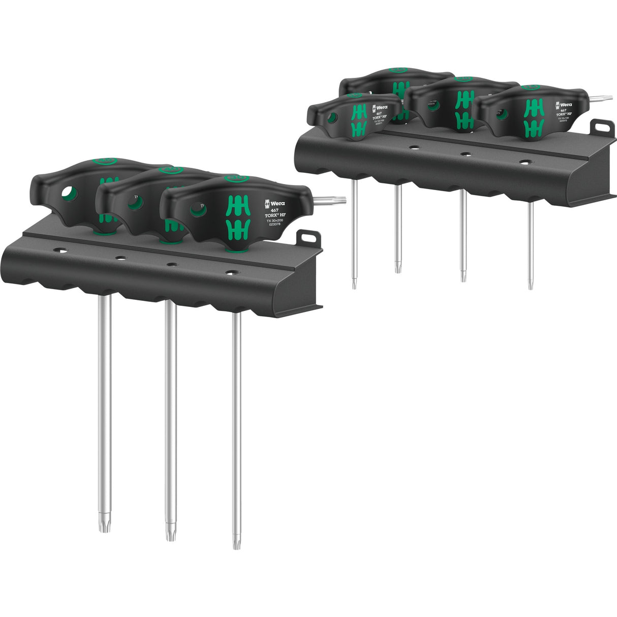 Wera 467 7 torx hf sæt 1 stjerneskruetrækker + stativ, 7 stk (sort grøn, med holdefunktion)