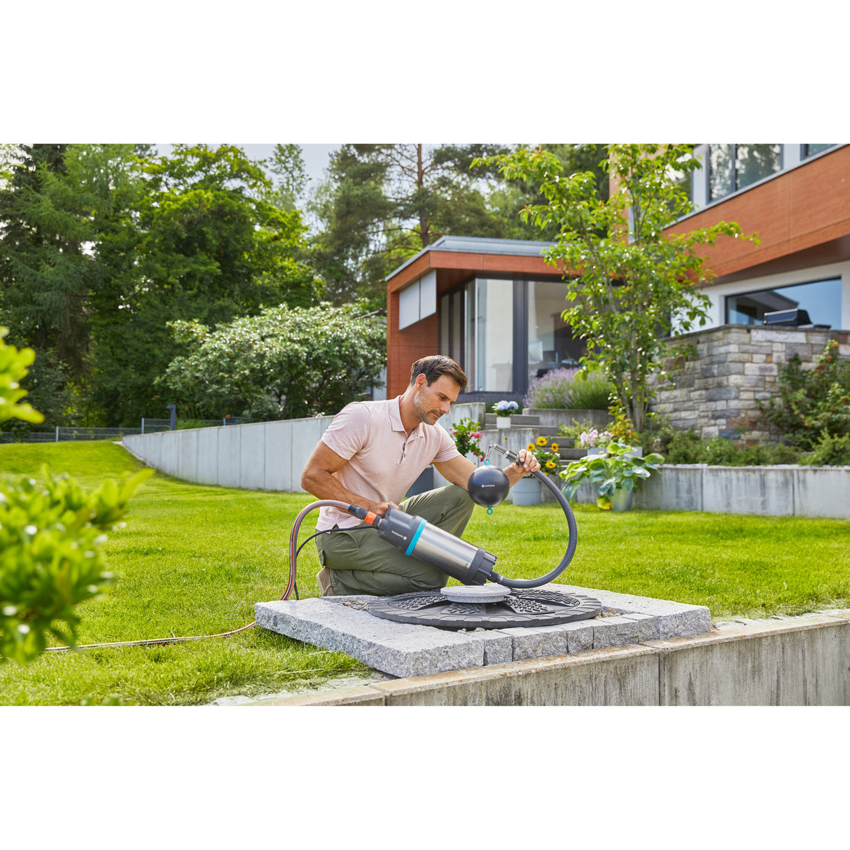 Gardena sugefiltersæt med kontraventil (grå sølv)