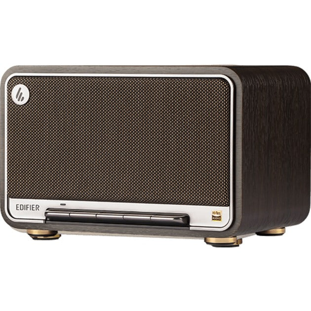 Edifier d32 trådløs bordhøjttaler (mørkebrun sølv, Bluetooth, Wi-Fi (Apple Airplay), USB-C, AUX)