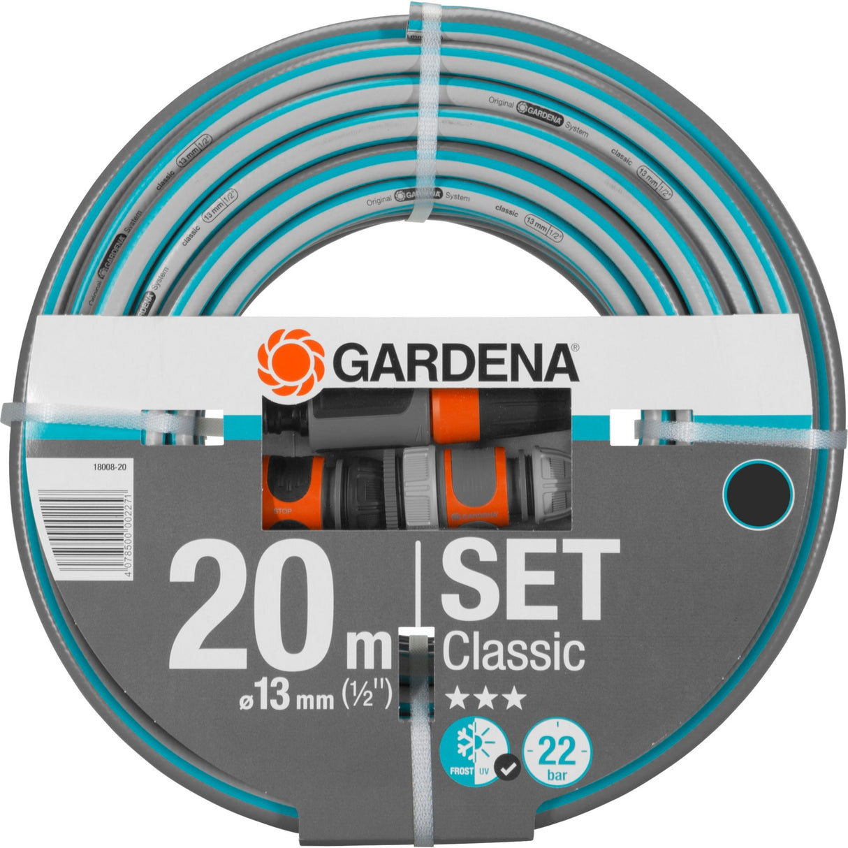 Gardena klassisk slange 13 mm (1 2 ), med tilbehør (grå turkis, 18008-20, 20 m)