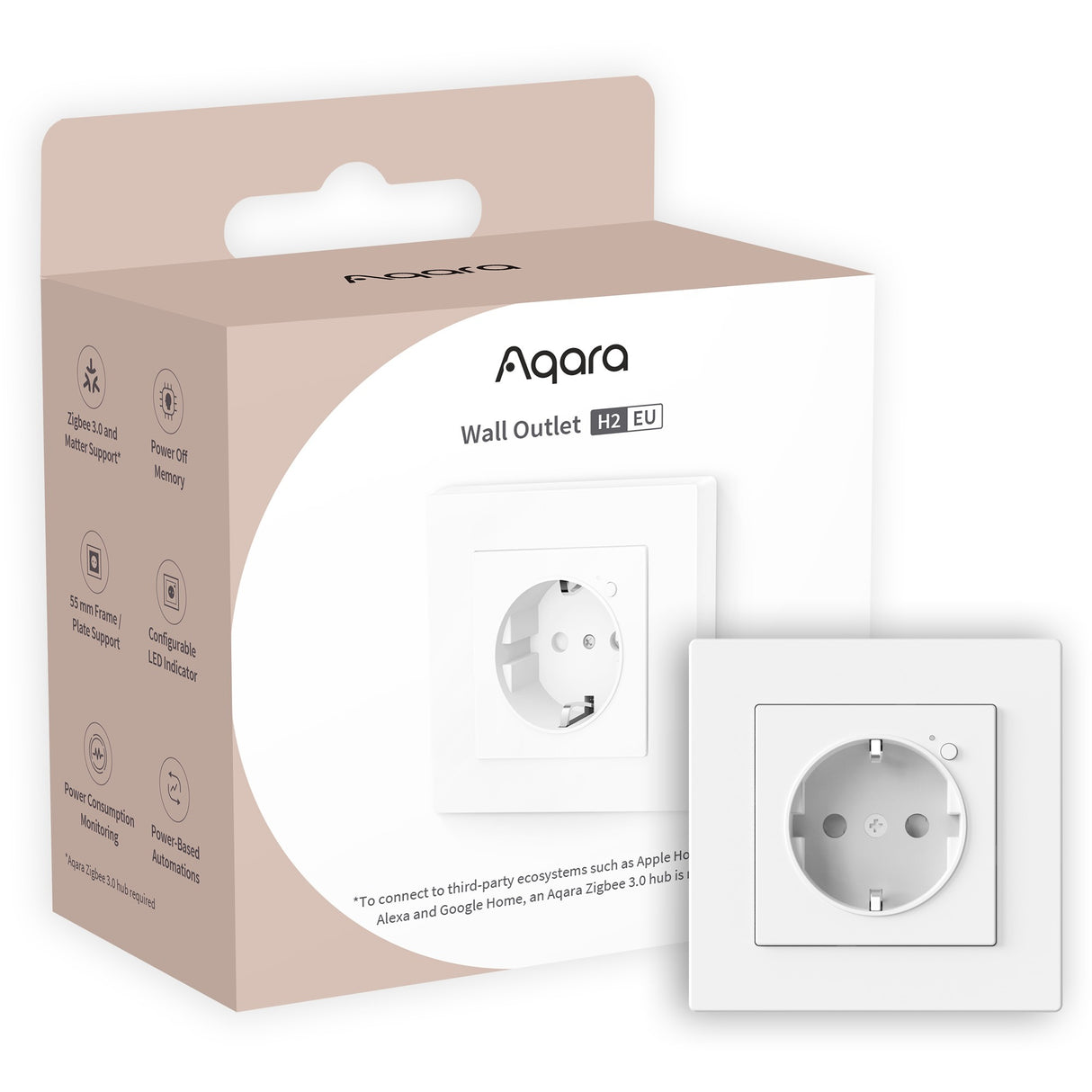 Aqara vægudtag h2 eu strømskinne (hvid, zigbee)