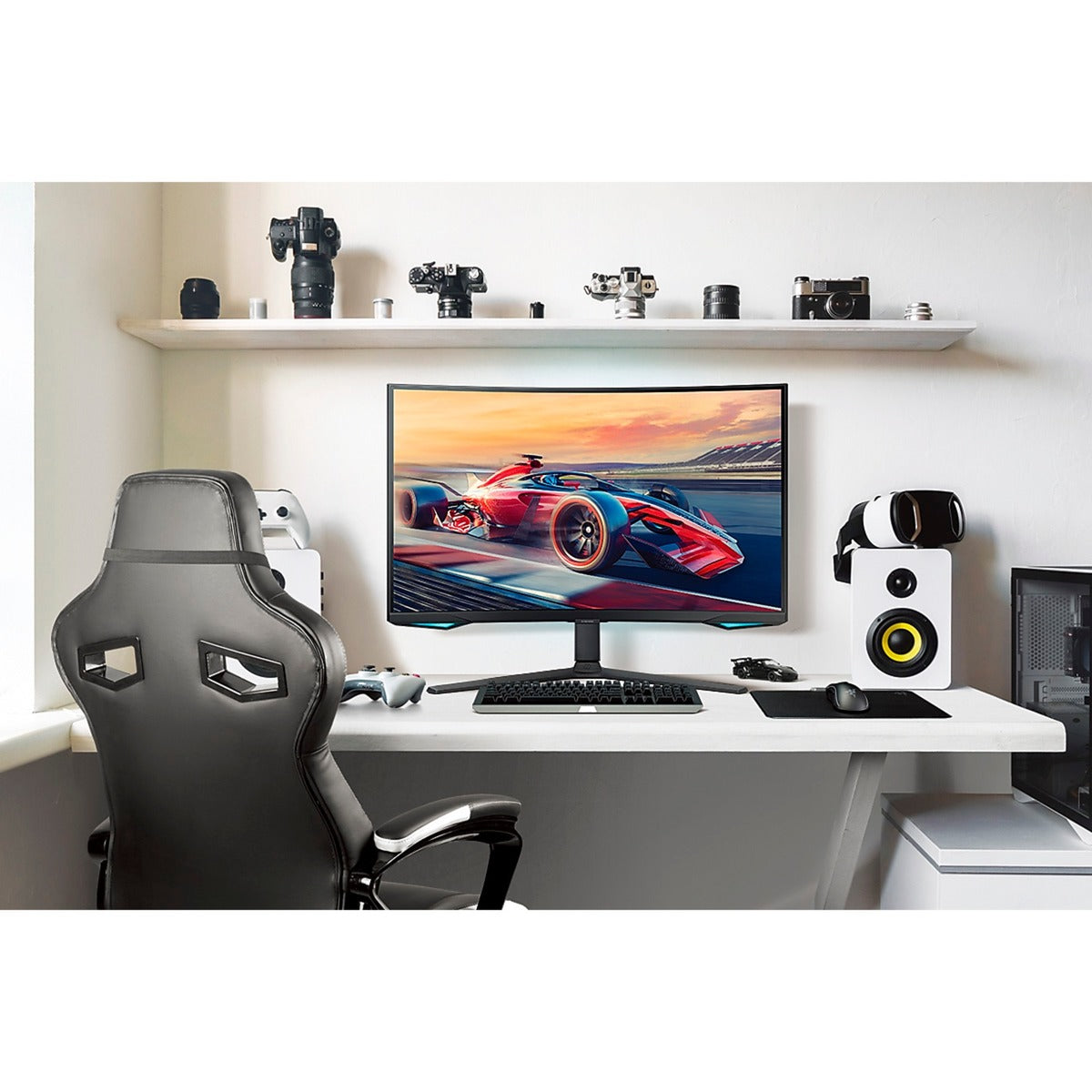 Samsung Odyssey Neo G7 S32BG750NP 32 4K UHD buet spilleskærm (sort, 2x HDMI, skærmport, 2x USB-A, USB-B, 165 Hz)