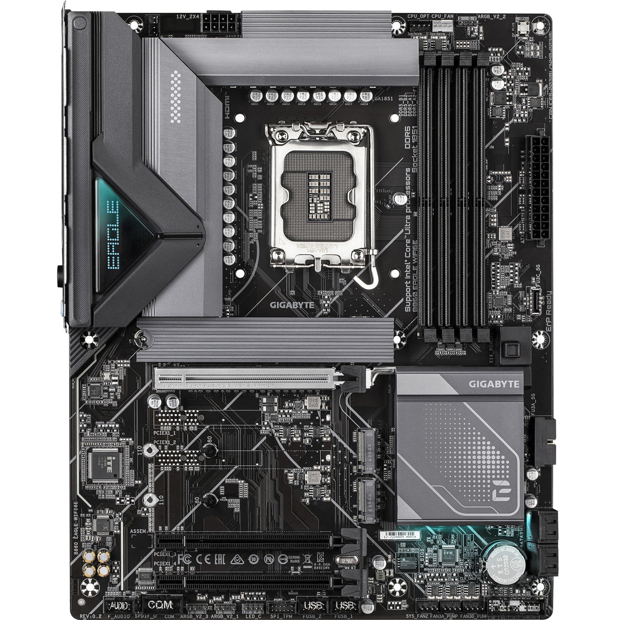 Gigabyte B860 Eagle WiFi 6E Socket 1851 bundkort (RAID, 2,5 GB LAN, WiFi 6E, BT, lyd, ATX)