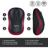 Logitech trådløs mus m185 (rød, detail)