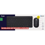 Trust Lyra multi-enhed trådløst tastatur mus skrivebordssæt (sort, amerikansk layout (QWERTY), saksekontakter, 65%, 800 - 1.600 dpi, 2,4 GHz USB, Bluetooth)