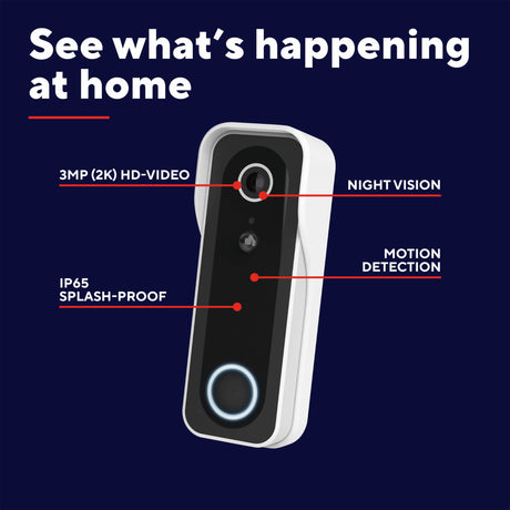 Trust doorcam-3000 smart WiFi dørklokkekamera (hvid sort, 2,4 GHz WiFi)