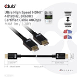 Club 3D ultra højhastigheds HDMI-kabel (sort, 1 meter, 4K 120Hz, 8K 60Hz, 48Gbps)