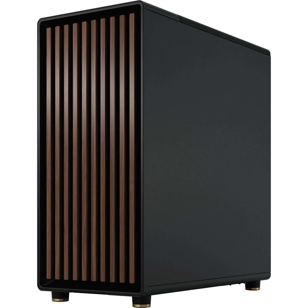 Fractal design nord midi tårnhus (sort træ farve | 2x USB-A | 1x USB-C | hærdet glas)