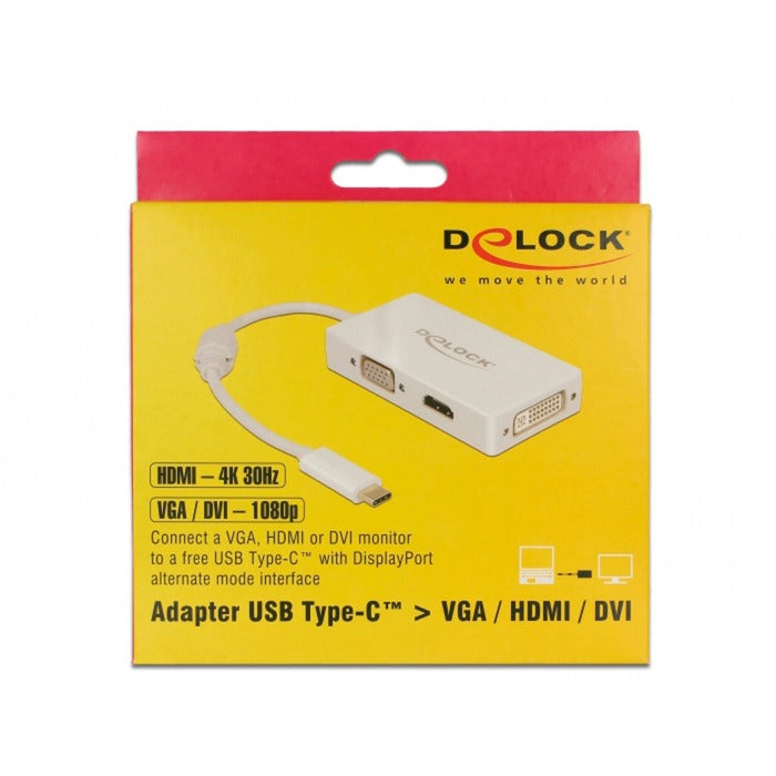 Delock USB-C > VGA HDMI DVI-adapter (hvid, 0,13 meter)