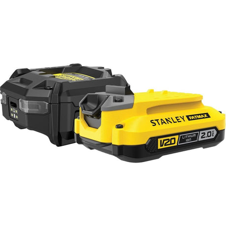 Stanley fatmax 18v startsæt 1x 2.0ah batteri + oplader v20 oplader (sort gul)