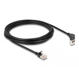 Delock rj45 netværkskabel cat.6a s ftp slim 90° opadvinklet lige 3 m kabel (sort)
