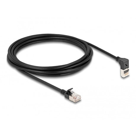 Delock rj45 netværkskabel cat.6a s ftp slim 90° opadvinklet lige 3 m kabel (sort)