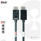 Club 3D DisplayPort 2.1 Vesa DP80 certificeret kabel han-han (sort, 1,2 meter, 4K 240Hz, 8K 60Hz, 80Gbps)