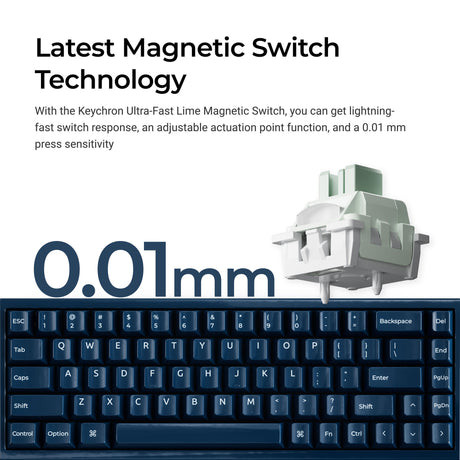Keychron q16 he 8k magnetisk switch-tastatur (lysegrøn, us-layout (qwerty), ultrahurtig lime, 65%, rgb, hot swap, 8k)
