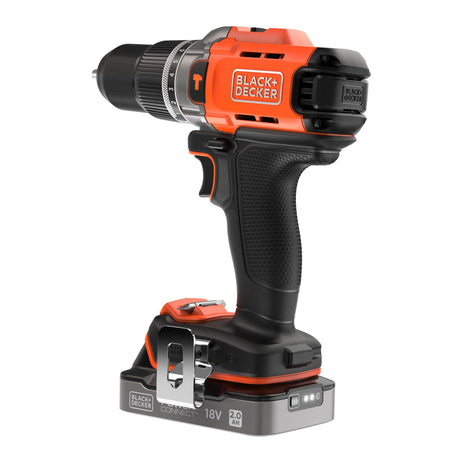 Black+decker 18v 2.0ah schroefklopboormachine (zwart oranje, accu en oplader inbegrepen.)