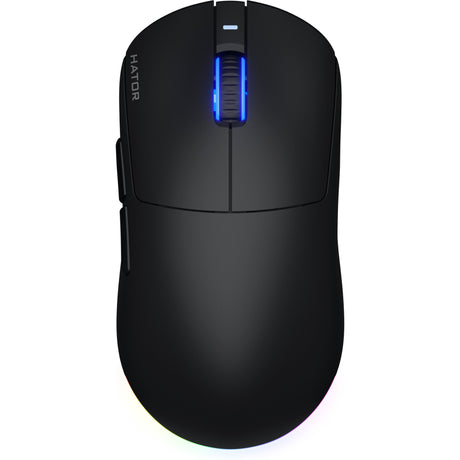Hator quasar 3 wireless gaming muis (zwart, 400 - 12.000 dpi, rgb, 2.4ghz bluetooth 5.1 usb)