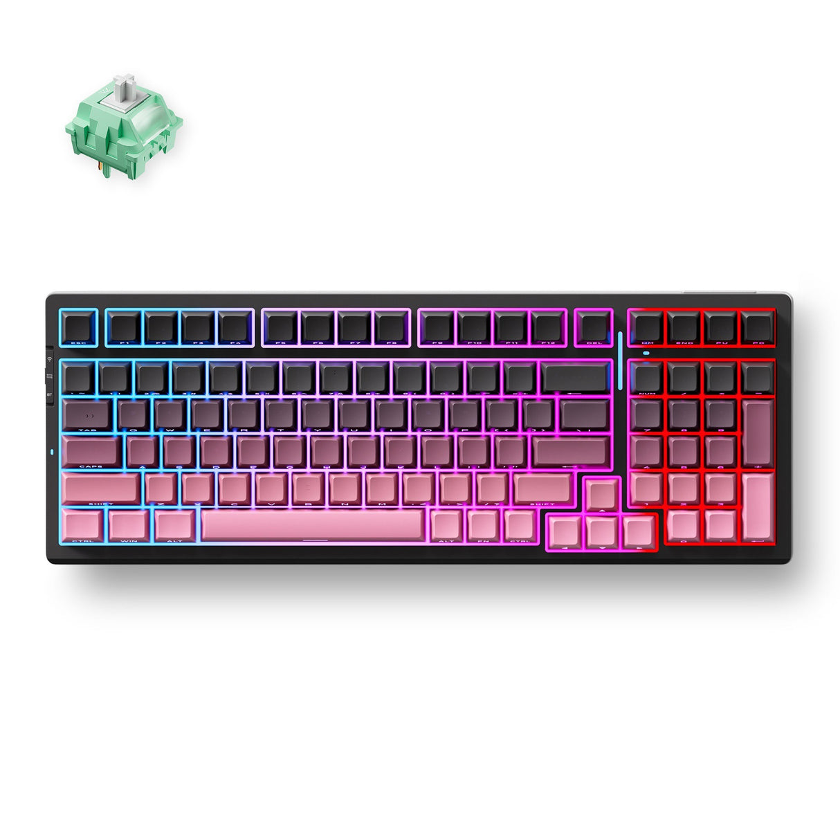 Mchose g98 pro sort pink cabbage tofu v2 trådløs tri-mode brugerdefineret mekanisk rgb gaming tastatur (sort, us layout (qwerty), ktt cabbage tofu v2, rgb, hot swap, sidegraveret pbt, trådløs | bluetooth | usb-c)