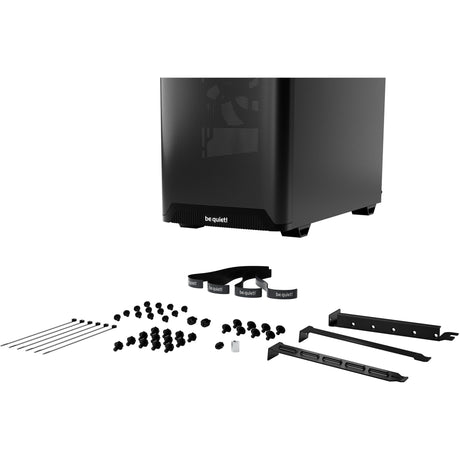 Vær stille! pure base 501 luftstrømsvindue midi tårnhus (sort | 2x USB-A | 1x USB-C | hærdet glas)