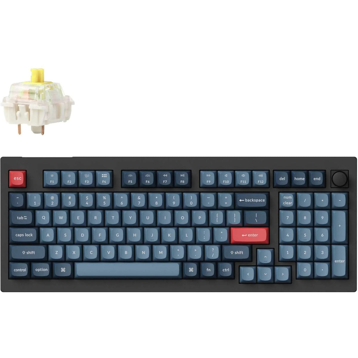Keychron v5 max-d4 rgb mekanisk tastatur (sort, us layout (qwerty), gateron jupiter banana, 96%, rgb lysdioder, double-shot pbt, hot swap, 2.4 | bluetooth | usb-c, knap)