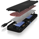 Icy box ib-dk2116-c 11-i-1 mobil dockingstation med tredobbelt videoudgang (sort, HDMI, Displayport, LAN, USB Type-C)