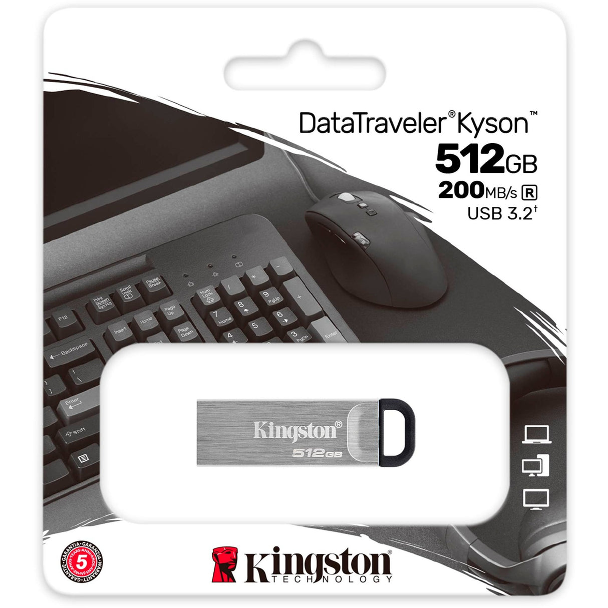 Kingston data traveler kyson 512 GB USB stick (sølv, dtkn 512 GB)