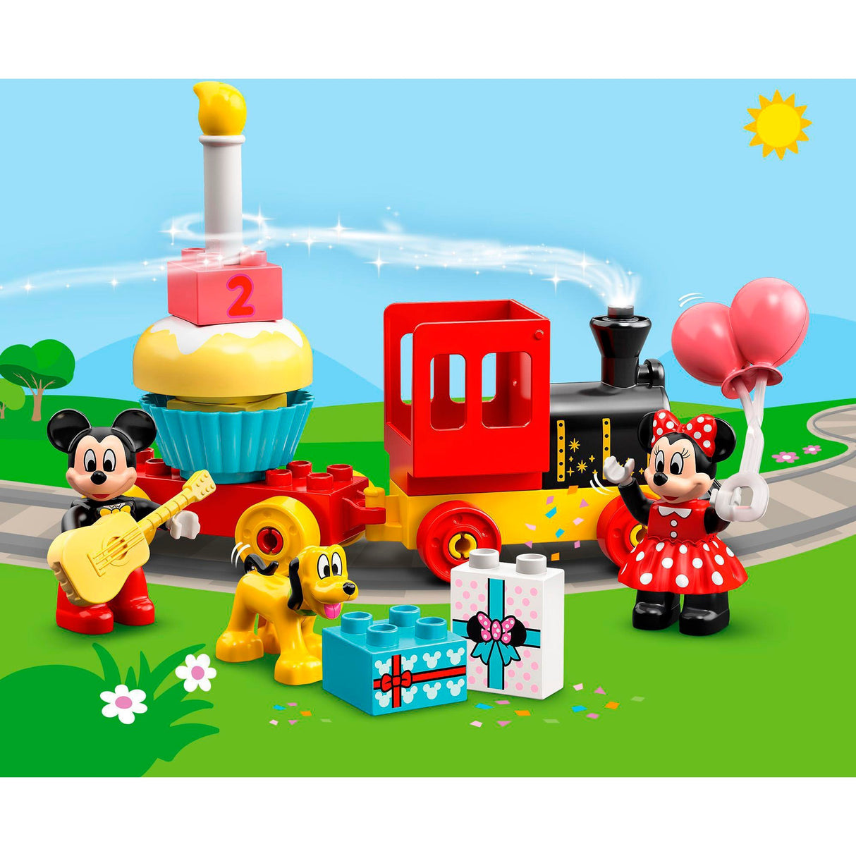 Lego duplo disney mickey minnie fødselsdagstog, bygbart legetøj til småbørn 10941
