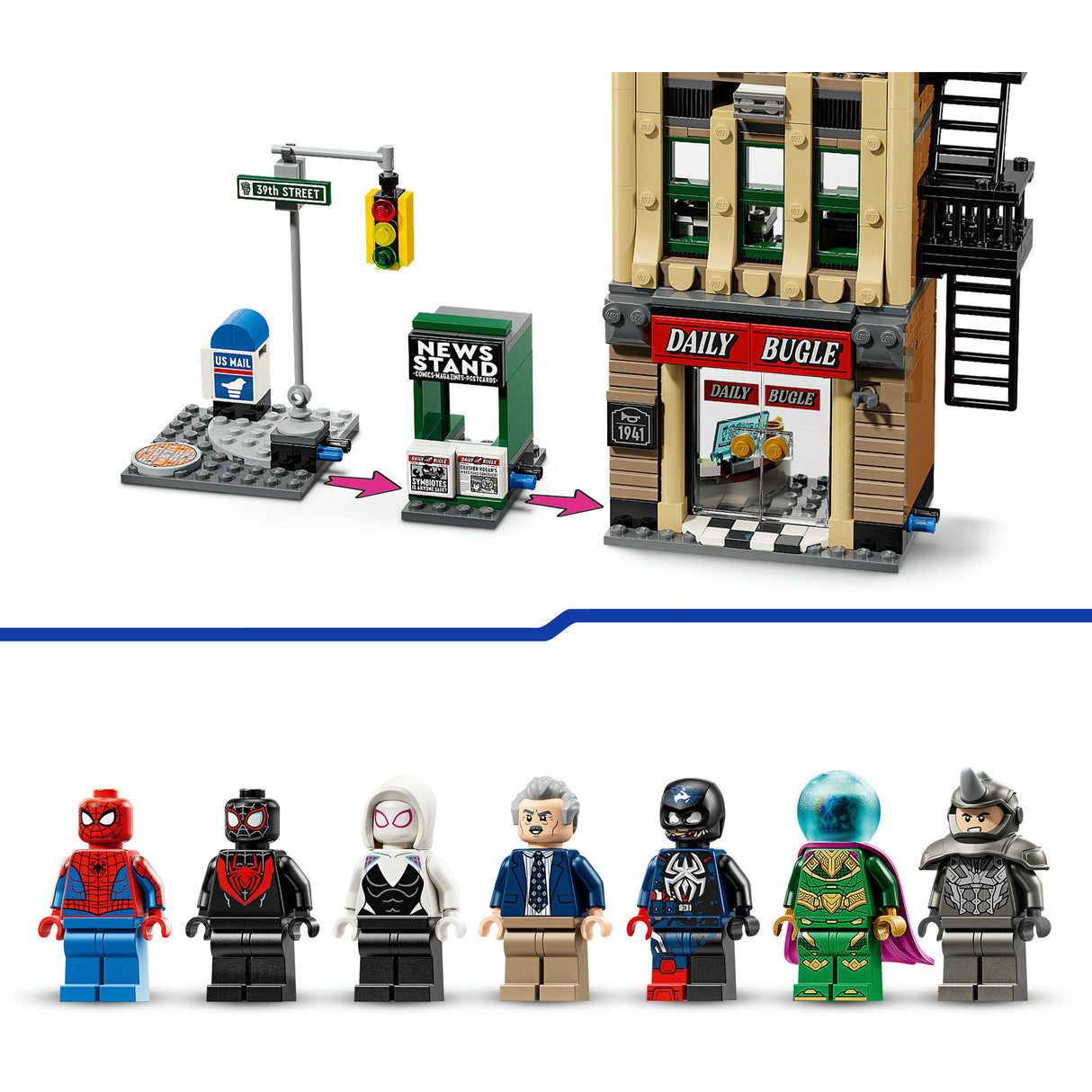 Lego superhelte 76342 marvel spider-man vs. mysterio: den daglige bugle