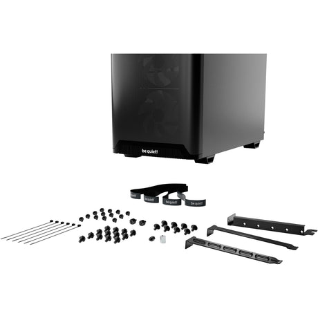 Vær stille! ren base 501 lx midi tårnhus (sort | 2x USB-A | 1x USB-C | RGB | hærdet glas)
