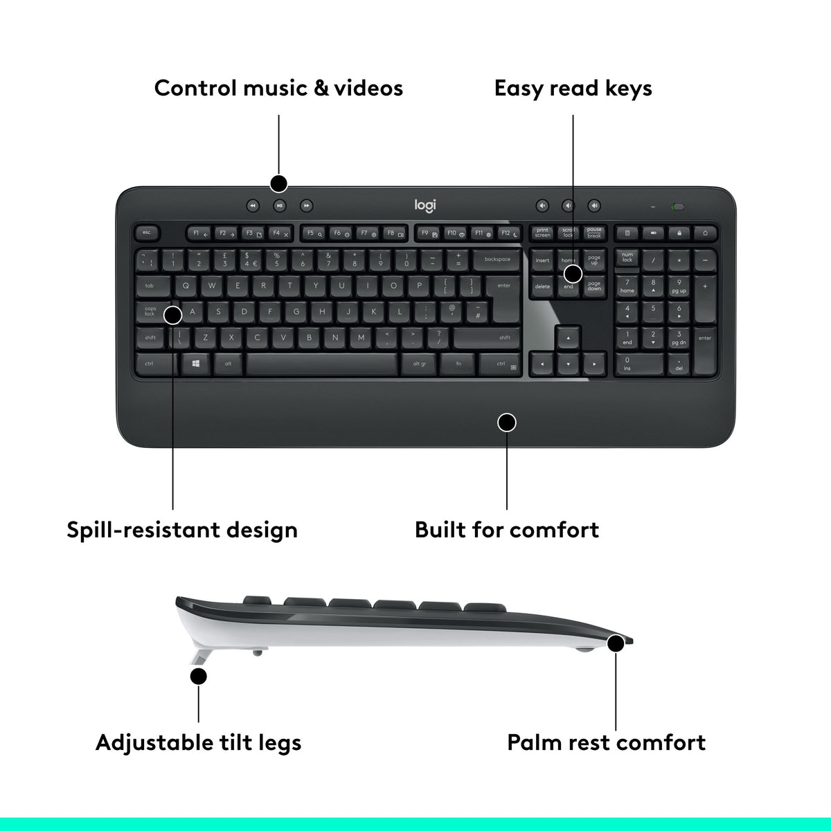 Logitech trådløst tastatur og mus sæt mk540 qwerty