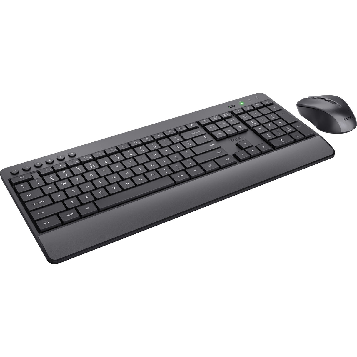 Trust trezo comfort trådløst tastatur og mus sæt desktop sæt (sort, us layout (qwerty), 100%)