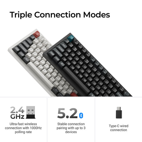 Keychron q6 ultra-m4 8k trådløst brugerdefineret mekanisk tastatur (sort, us-layout (qwerty), silk pom banan, 100%, rgb, hot swap, 8k, 2,4 ghz bluetooth 5.2 usb-c)