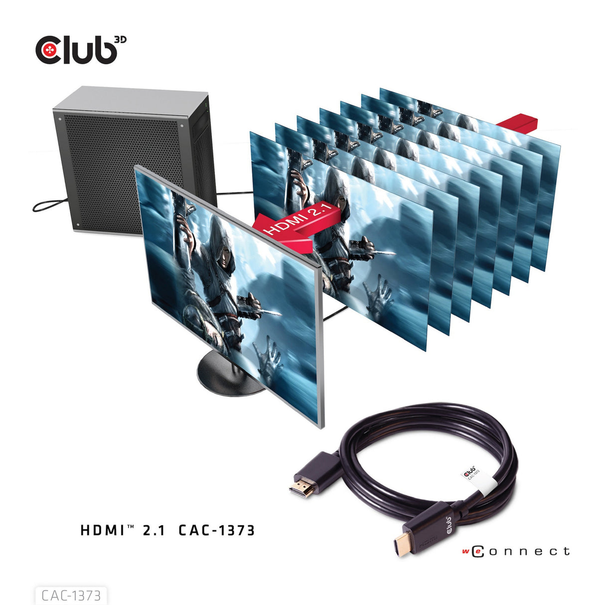 Club 3D ultra højhastigheds HDMI 2.1 certificeret kabel han-han (sort, 3 meter, 4K 120Hz, 8K 60Hz, 48Gbps)