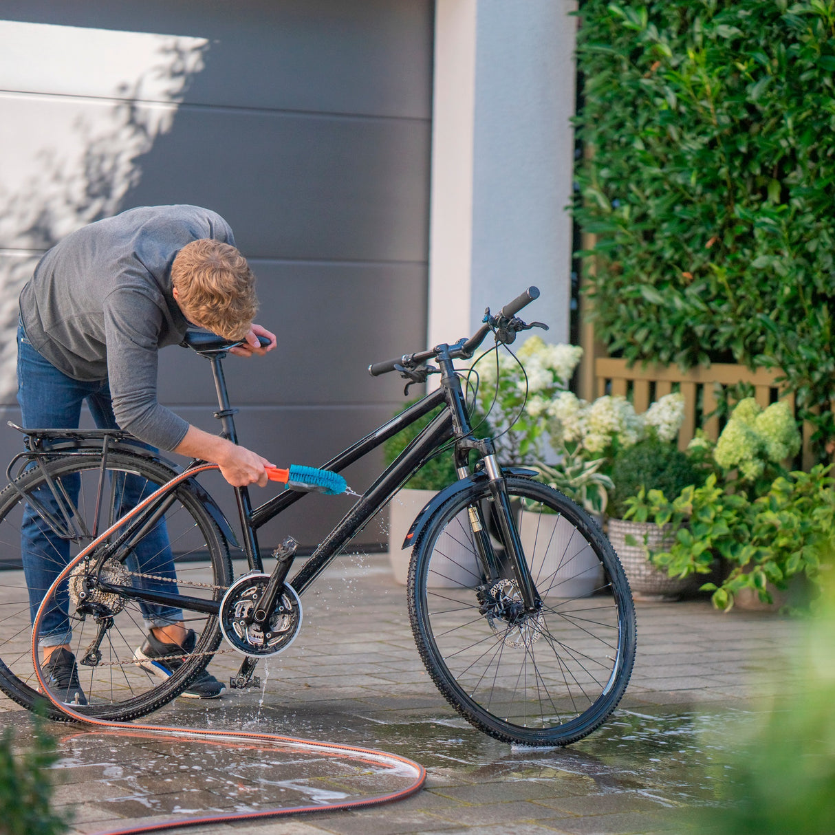 Gardena cleansystem cykelbørste, til cykler, trailere og klapvogne vaskebørste (grå turkis, 18848-20)