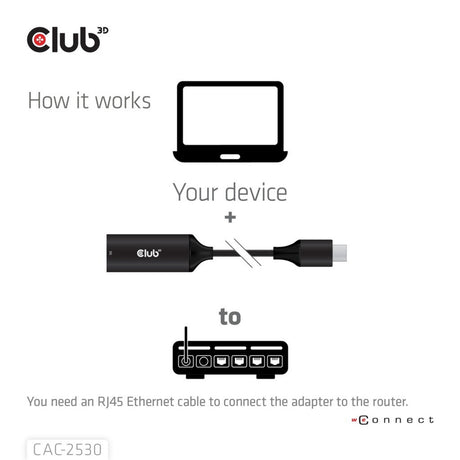 Club 3D USB-C til RJ45 5 Gbps Ethernet MF-adapter (sort)