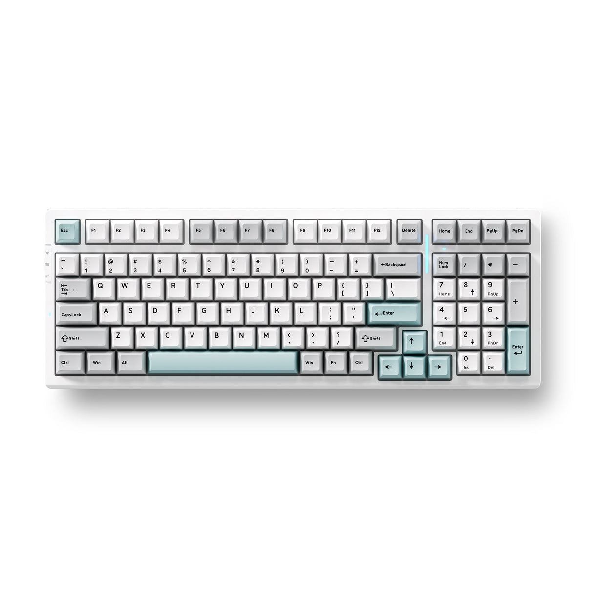 Mchose g98 pro grå blå flamme orange trådløs tri-mode brugerdefineret mekanisk, gaming tastatur (grå blå, amerikansk layout, TTC flamme orange, 98%, RGB, hot swap, double-shot PBT, trådløs Bluetooth USB-C)